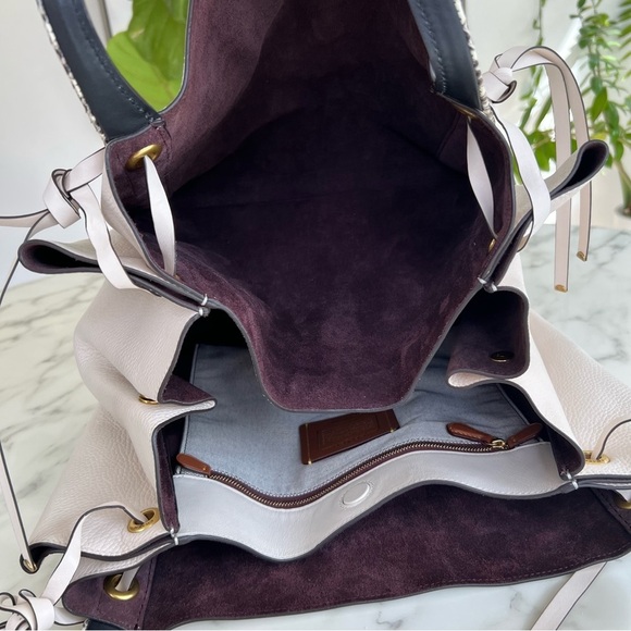 COACH 1941 Harmony Hobo In Colorblock Leather With Snakeskin Detail 69074 Chalk - Picture 14 of 16